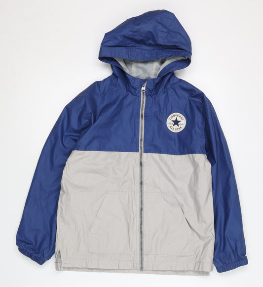 Converse Boys Blue Beige Hooded Windbreaker Jacket 10-12 Years