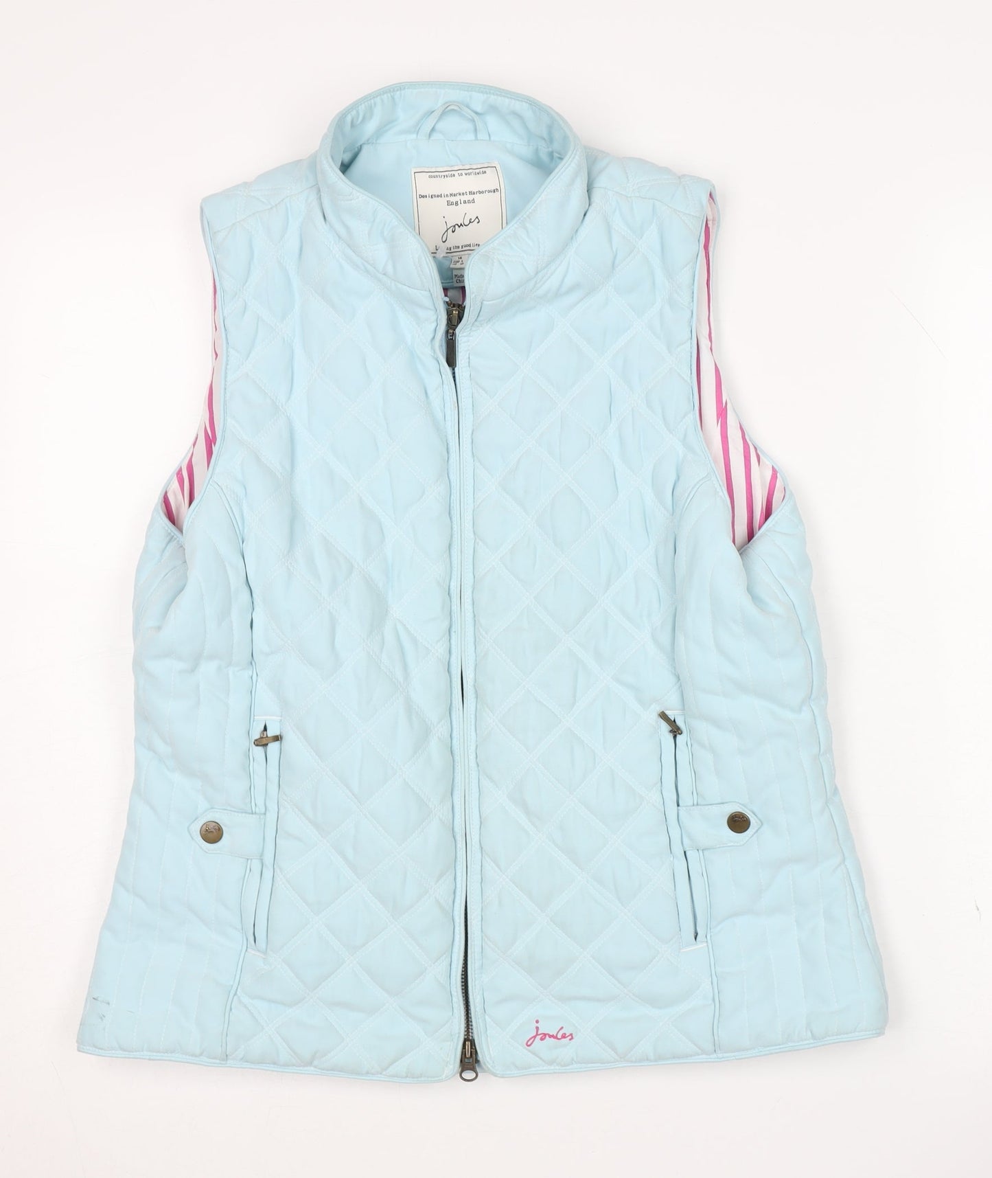 Joules Women's Blue Quilted Waistcoat Size 14