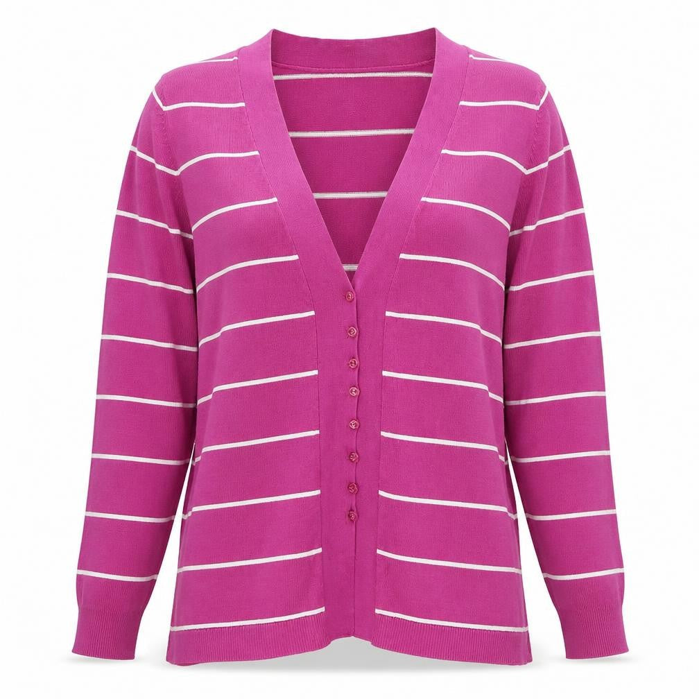 Linea Women's Pink Striped Cardigan L