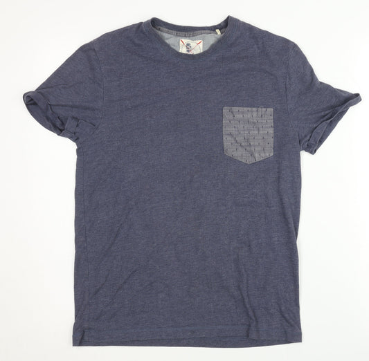 Spitalfields Men's Blue S Crew Neck T-Shirt with Pocket