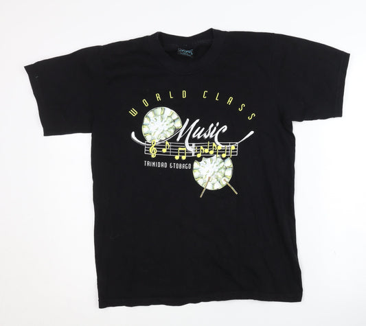 York Men's Black Music Graphic T-Shirt - Size S