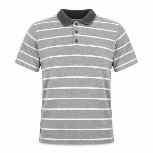 Mountain Warehouse Men's Grey Striped Polo Shirt - L