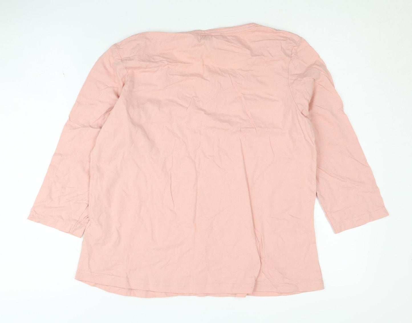 Dorothy Perkins Women's Pink Cotton 3/4 Sleeve T-Shirt, Size 12