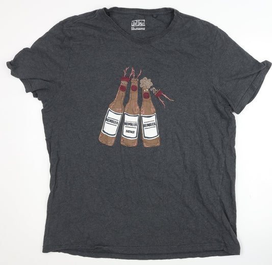 Fat Face Men's Grey Beer Graphic T-Shirt 2XL