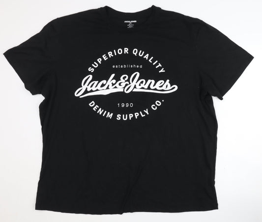 Jack & Jones Men's Black 2XL Graphic Print T-Shirt