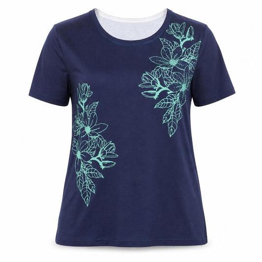 Womens UK Size L BASSINI Blue Polyester Blend T-Shirt
