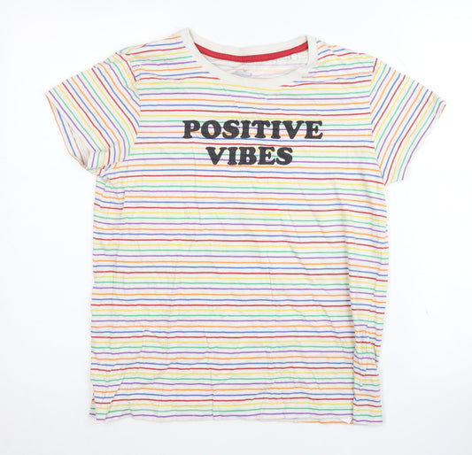 Threadbare Women's Multicoloured Striped T-Shirt Size 10