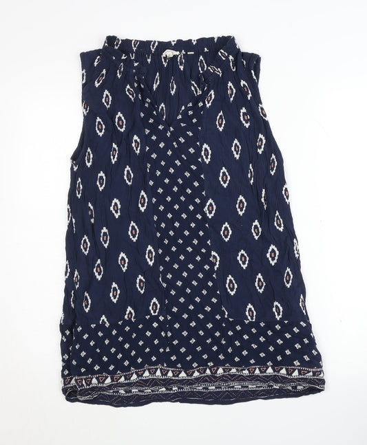 Fat Face Blue Geometric Sleeveless Blouse Size 12