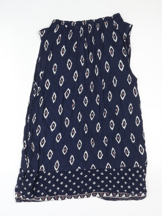 Fat Face Blue Geometric Sleeveless Blouse Size 12