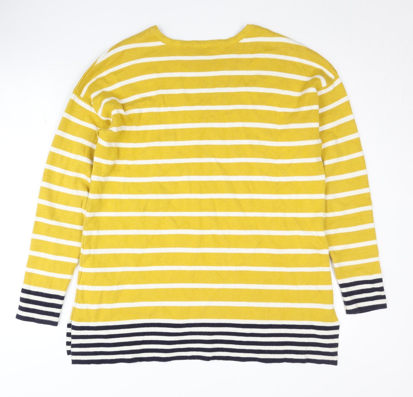 Joules Women's Yellow Striped Pullover Jumper Size 14
