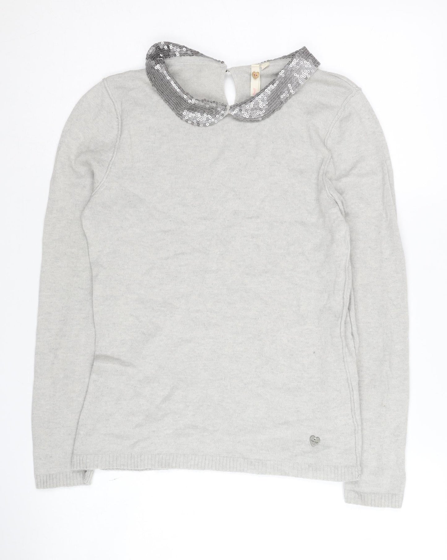 White Stuff Women’s Grey Sequin Collar Jumper Size 8