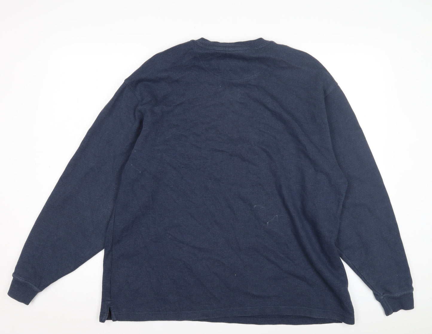 EWM Men's Blue Pullover Sweatshirt Size M, Knit V-Neck