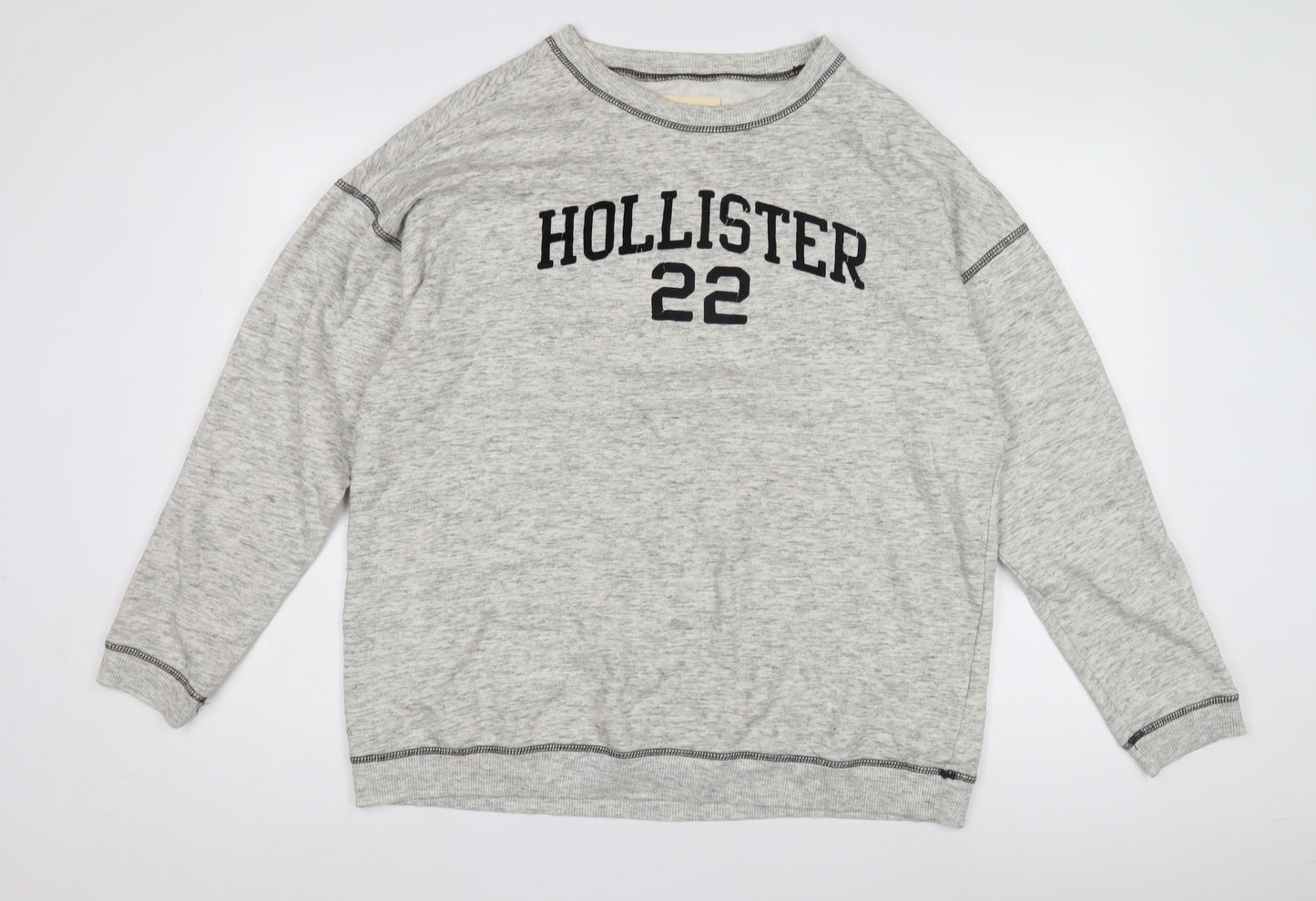 Hollister Men's Grey Pullover Logo Sweatshirt M
