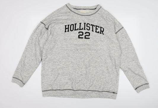 Hollister Men's Grey Pullover Logo Sweatshirt M