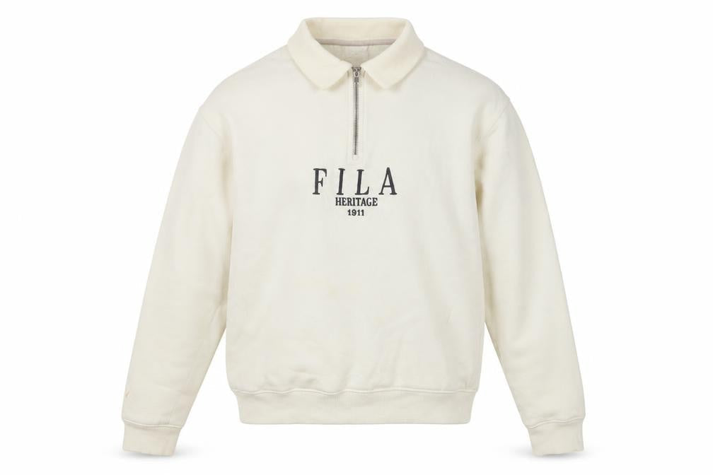 Unisex Adults UK S Regular FILA Ivory Full Zip Sweatshirt