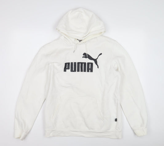 Puma Men's White Pullover Hoodie M Logo Style