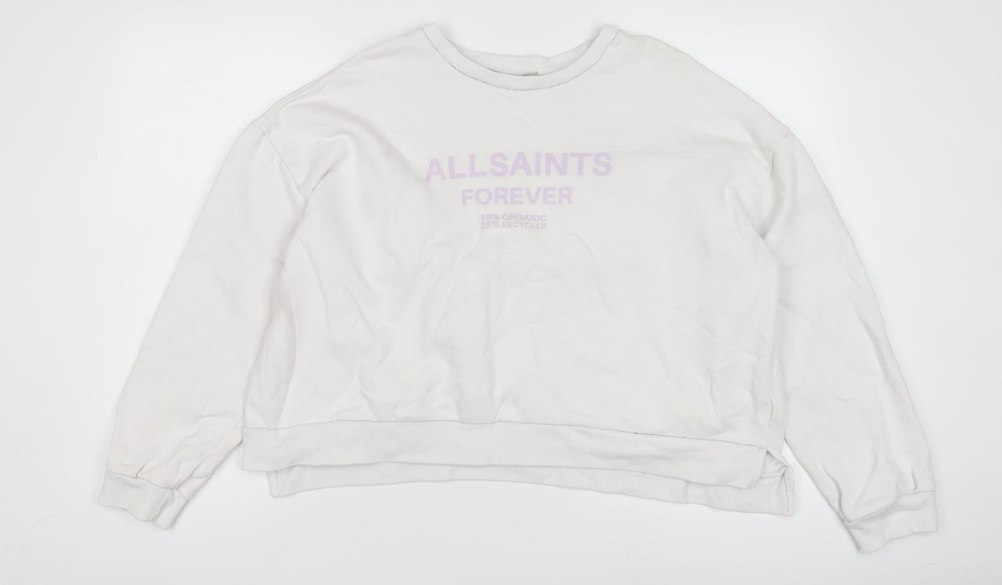 AllSaints Women's White Medium Pullover Sweatshirt