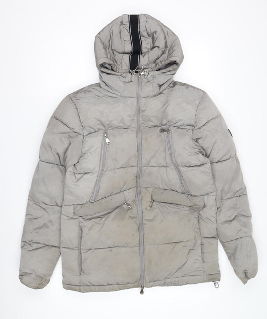 Alessandro Zavetti Grey Puffer Jacket S Unisex Winter