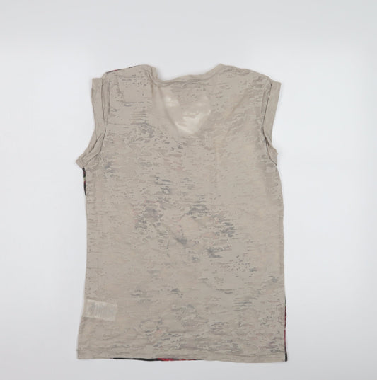 Firetrap Women's Beige Floral T-Shirt XS Sleeveless