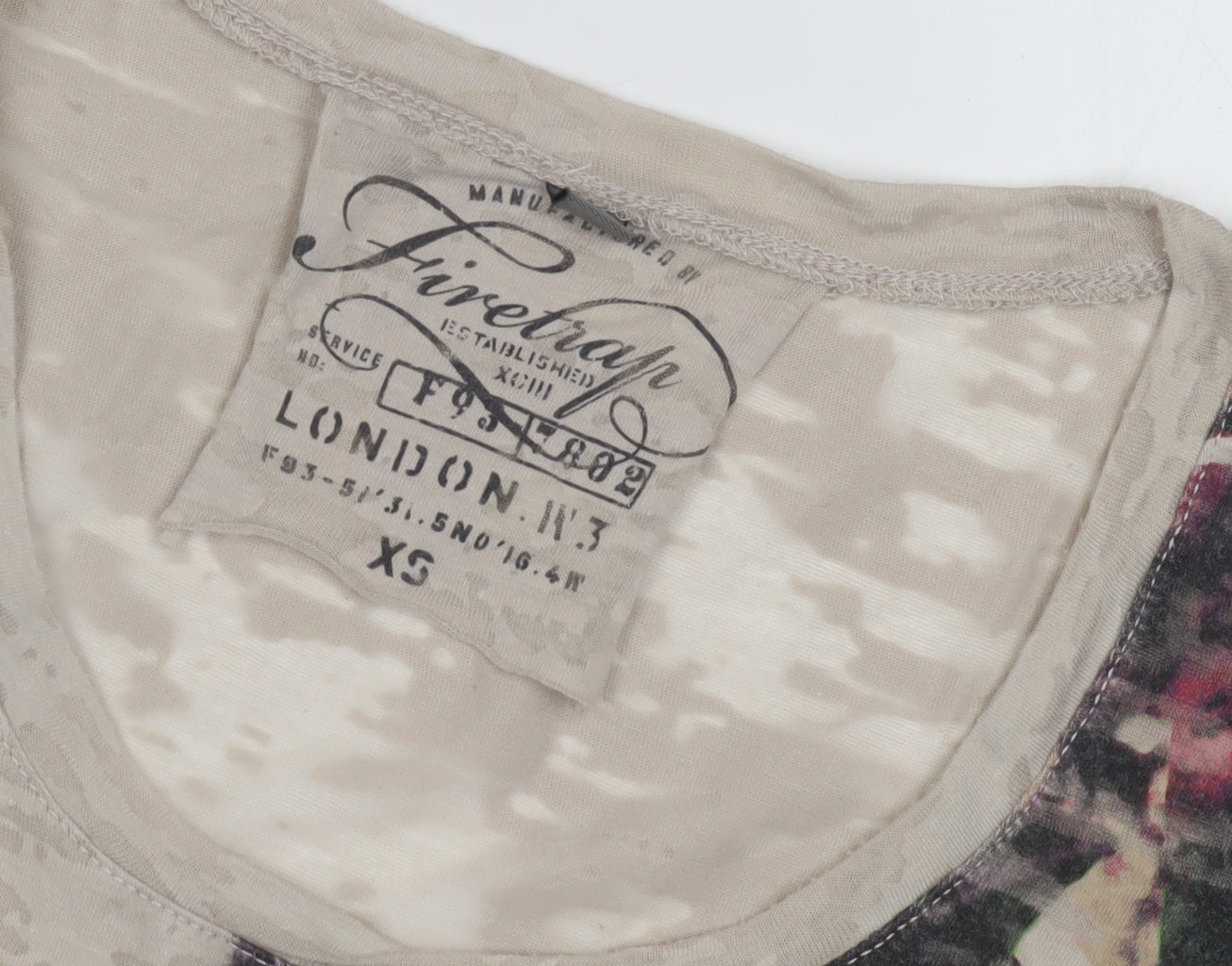 Firetrap Women's Beige Floral T-Shirt XS Sleeveless