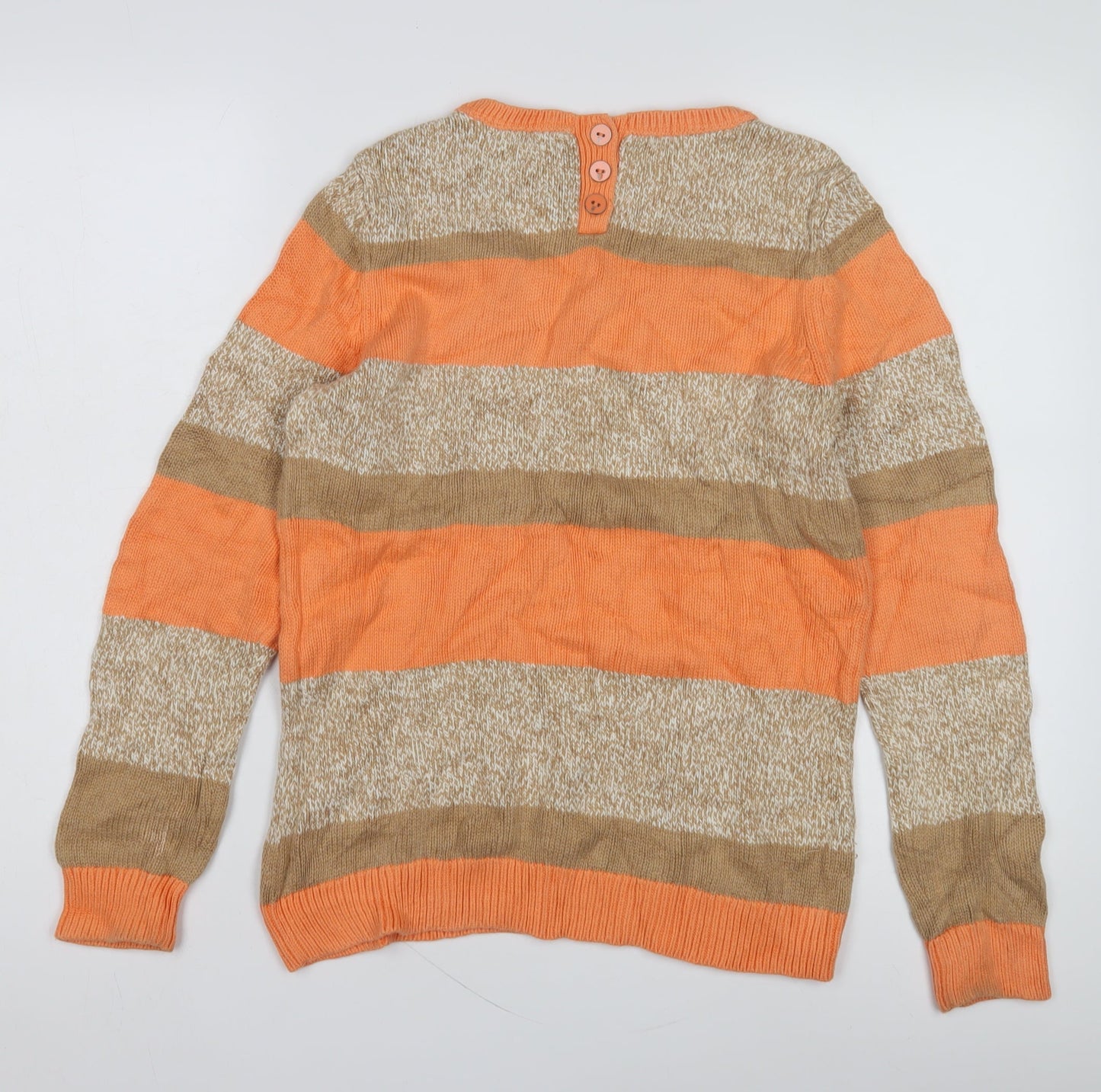 Tommy Hilfiger Women's Orange Beige Striped Pullover M