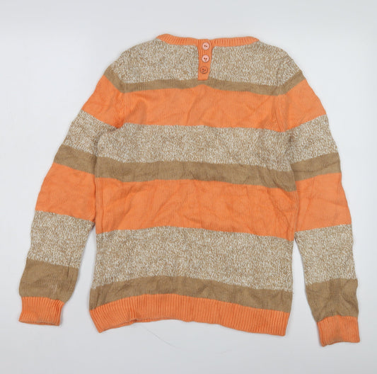 Tommy Hilfiger Women's Orange Beige Striped Pullover M