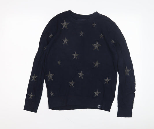 Superdry Women's Blue Crew Neck Star Pullover Jumper S