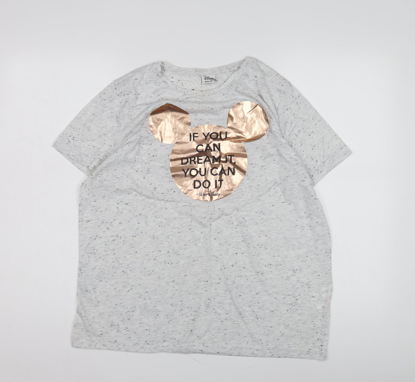 Disney Women's Grey T-Shirt Size 14 Short Sleeve Casual