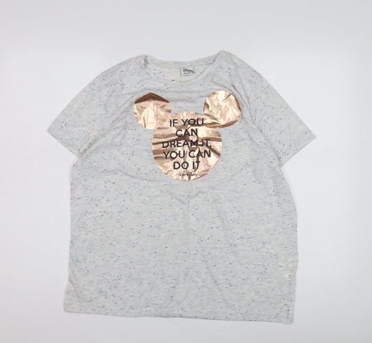 Disney Women's Grey T-Shirt Size 14 Short Sleeve Casual
