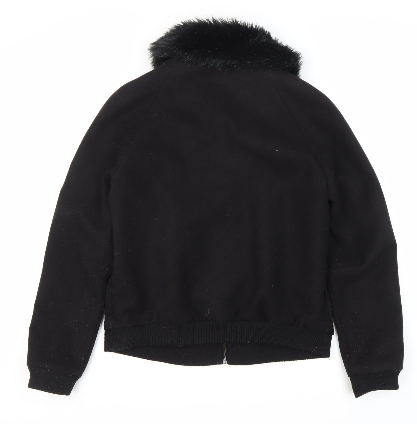 South Women's Black Fur Trim Jacket Size 14