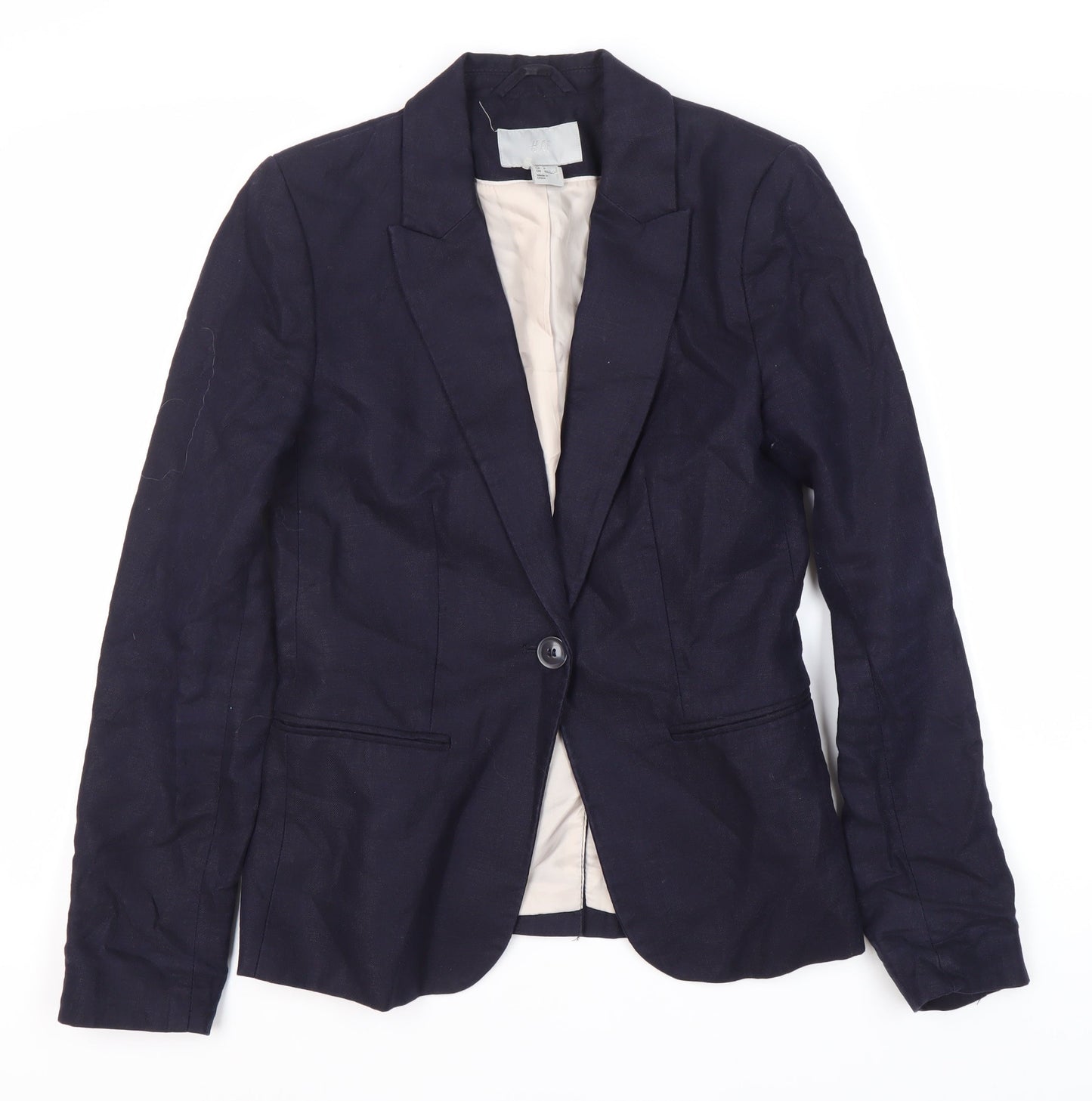 H&M Women's Blue Linen Blend Blazer Size 8