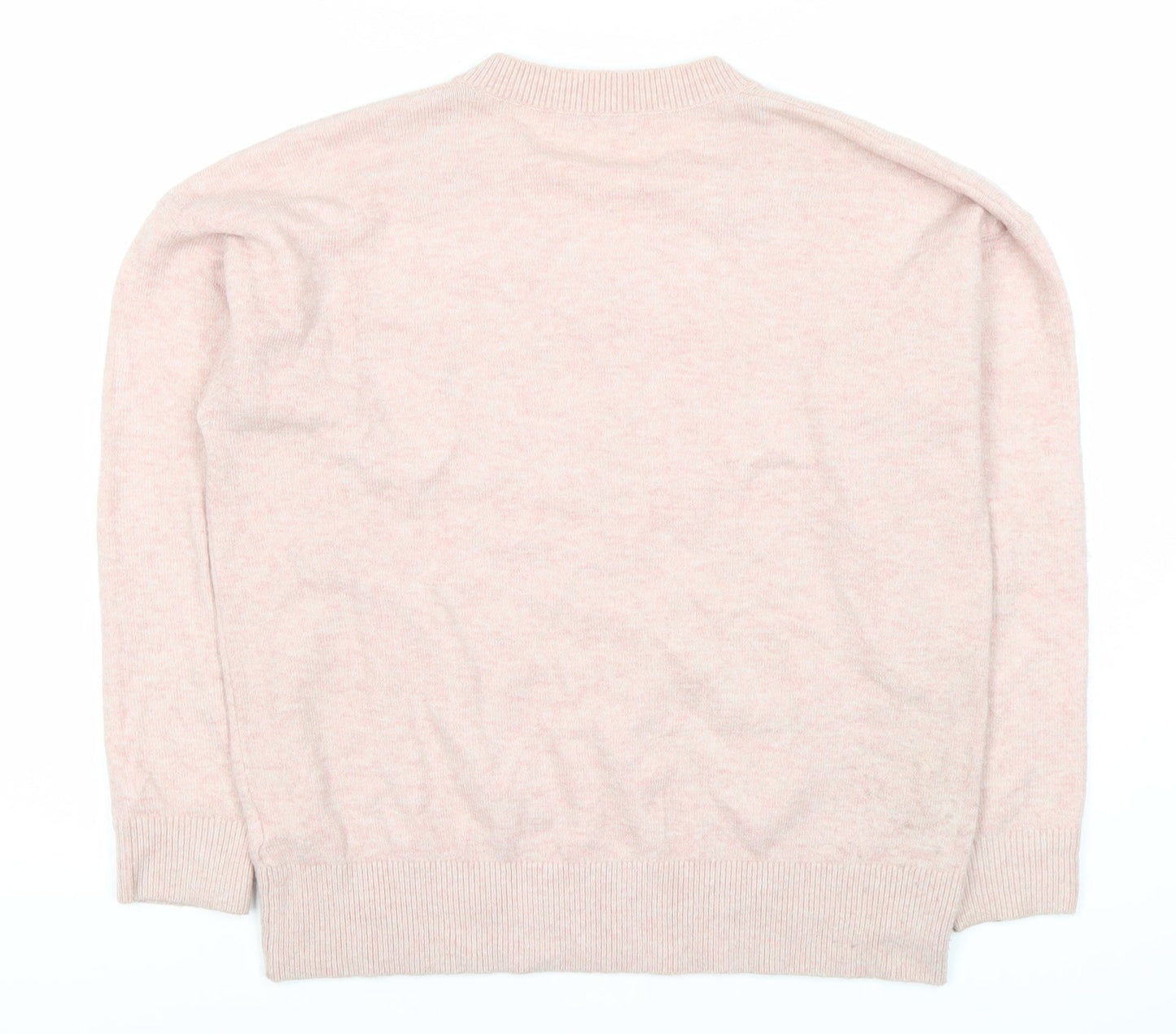 Marks and Spencer Women's Pink Wool V-Neck Jumper M