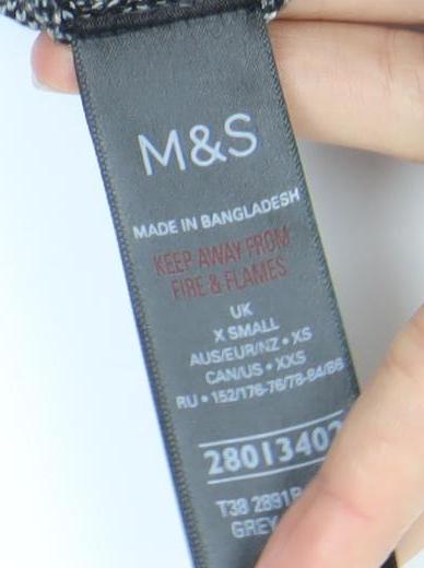 Marks and Spencer Women's XS Grey Black Roll Neck Jumper