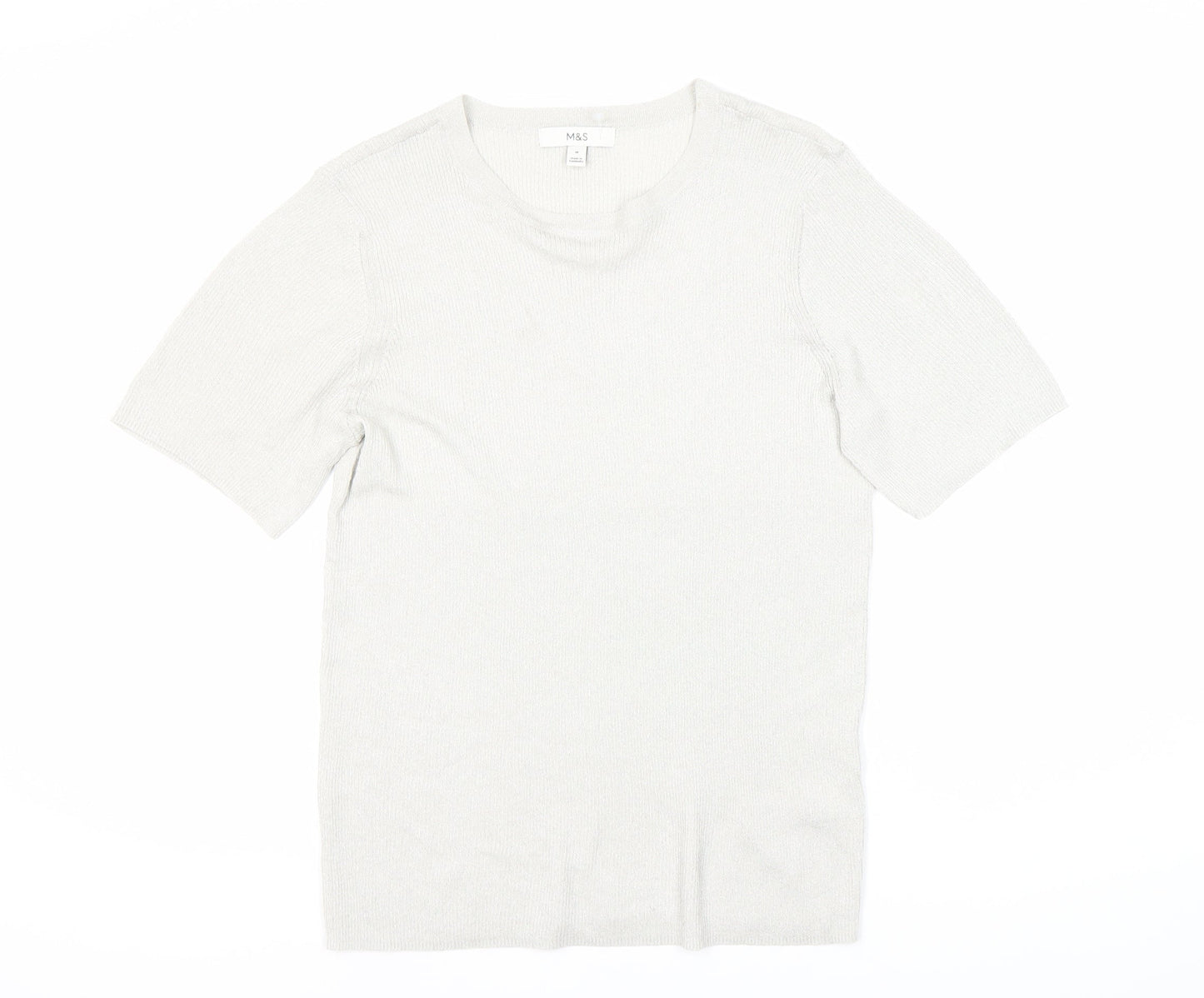 Marks and Spencer Grey Knit Short Sleeve Top - Medium