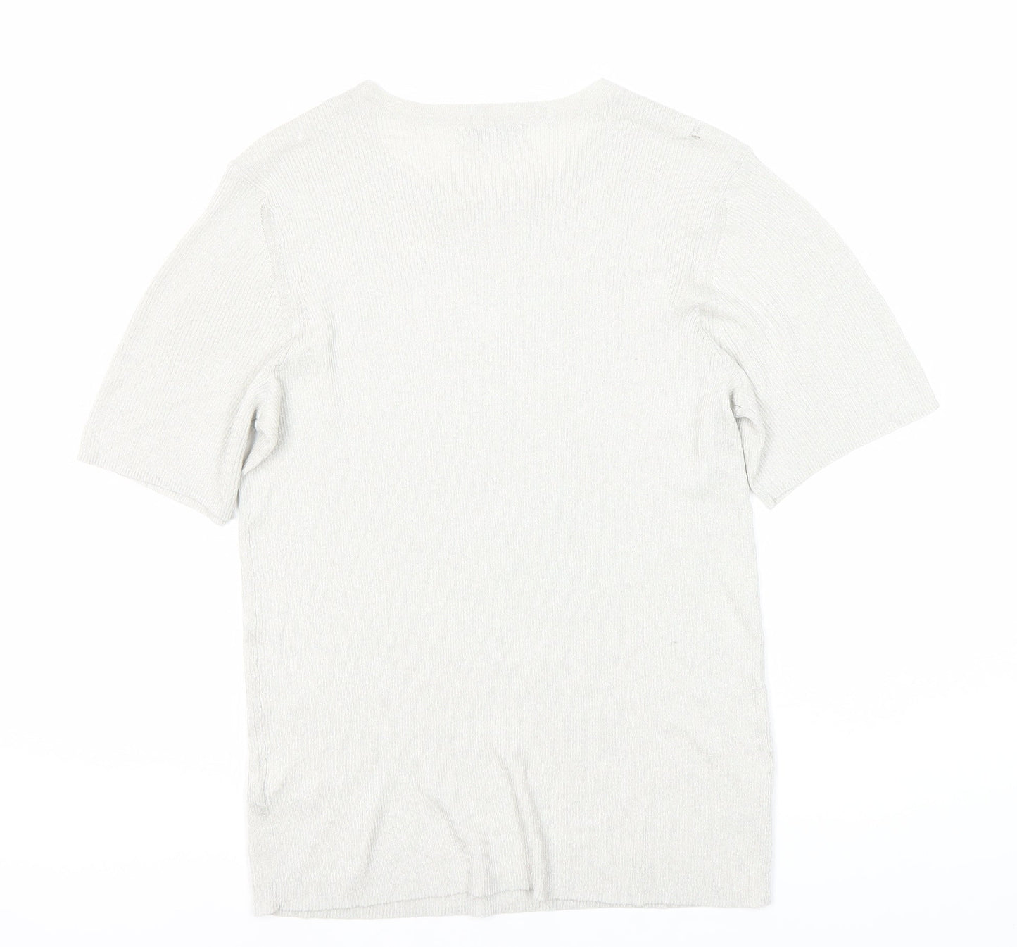 Marks and Spencer Grey Knit Short Sleeve Top - Medium