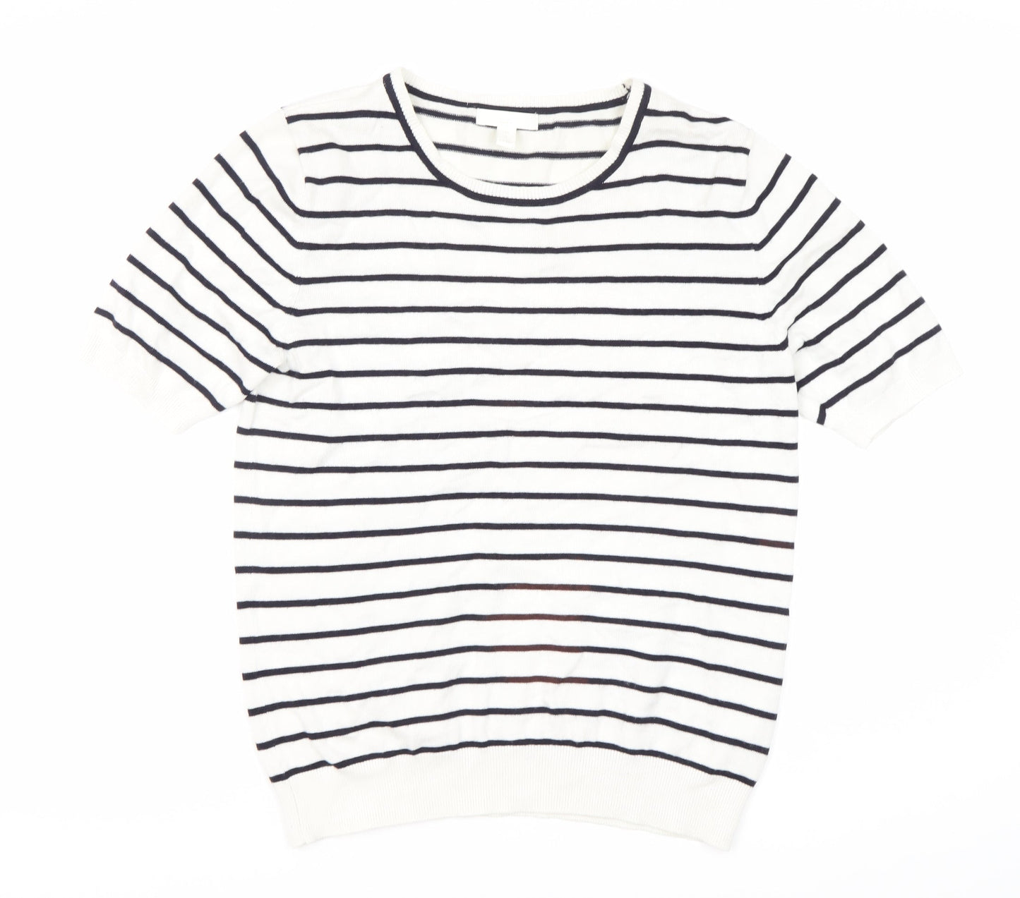 H&M Women's White Striped T-Shirt - Size S