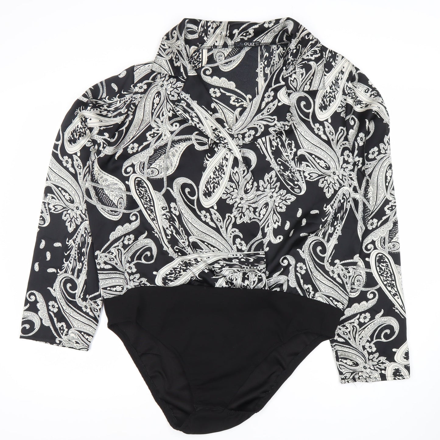 Quiz Women's Black Paisley Bodysuit Size 8