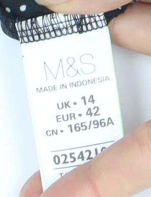 Marks and Spencer Women's Black Polka Dot Blouse, Size 14