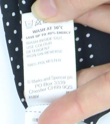 Marks and Spencer Women's Black Polka Dot Blouse, Size 14