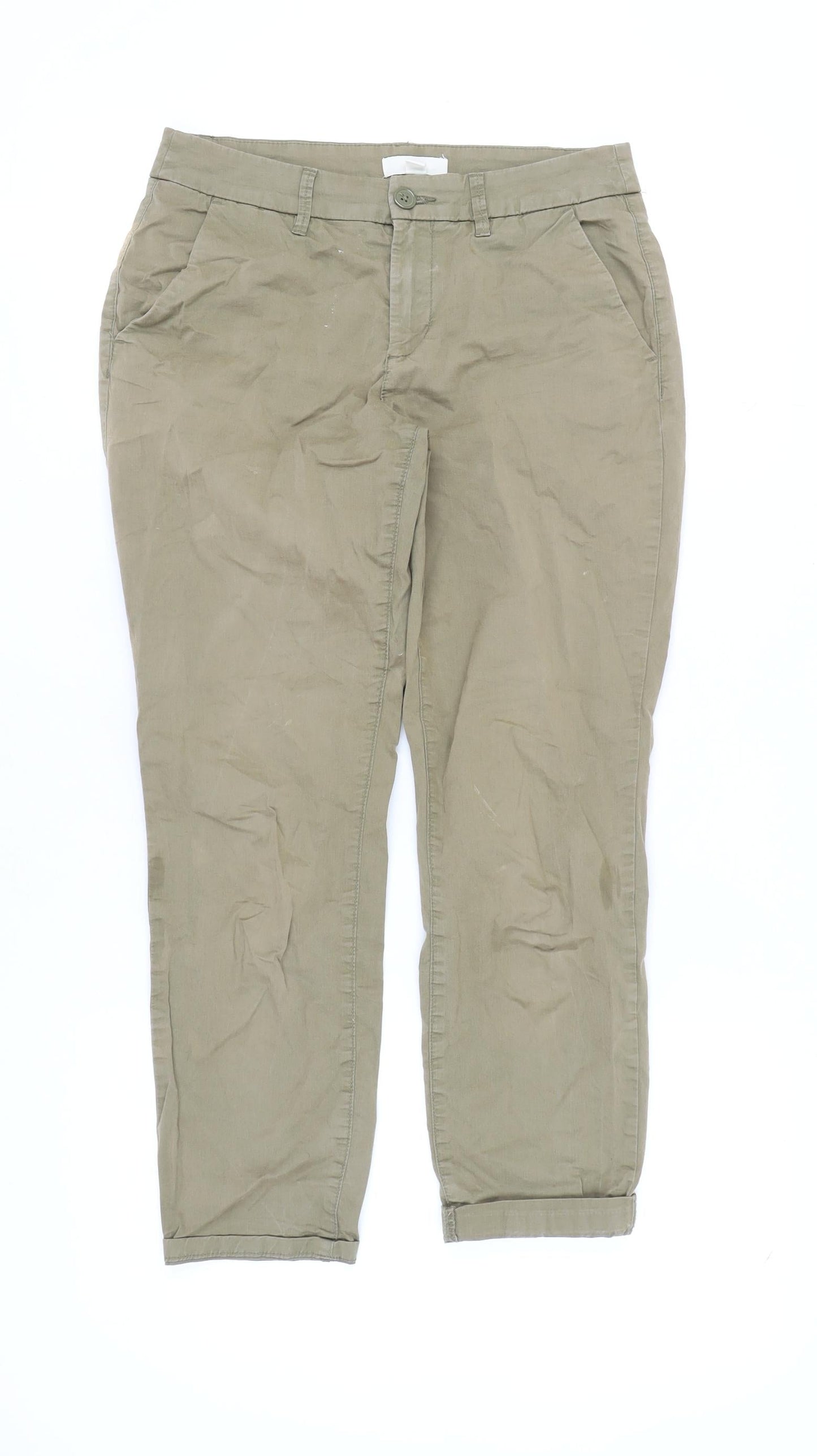 H&M Women's Green Chino Trousers Size 8