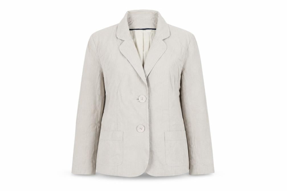 Classics Beige Women's Blazer - Size 14 Linen Blend