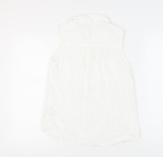 White Stuff Women's White Button-Up Cotton Top, Size 12