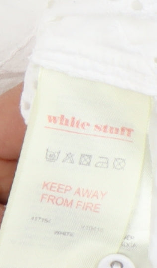 White Stuff Women's White Button-Up Cotton Top, Size 12