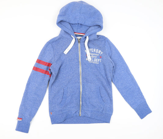 Superdry Unisex Blue Full Zip Hoodie, Size M, Casual Style