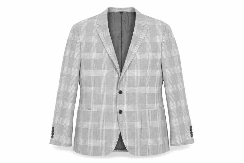 Marks and Spencer Men's Grey Plaid Blazer Size 46R