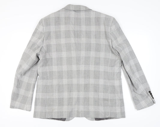 Marks and Spencer Men's Grey Plaid Blazer Size 46R
