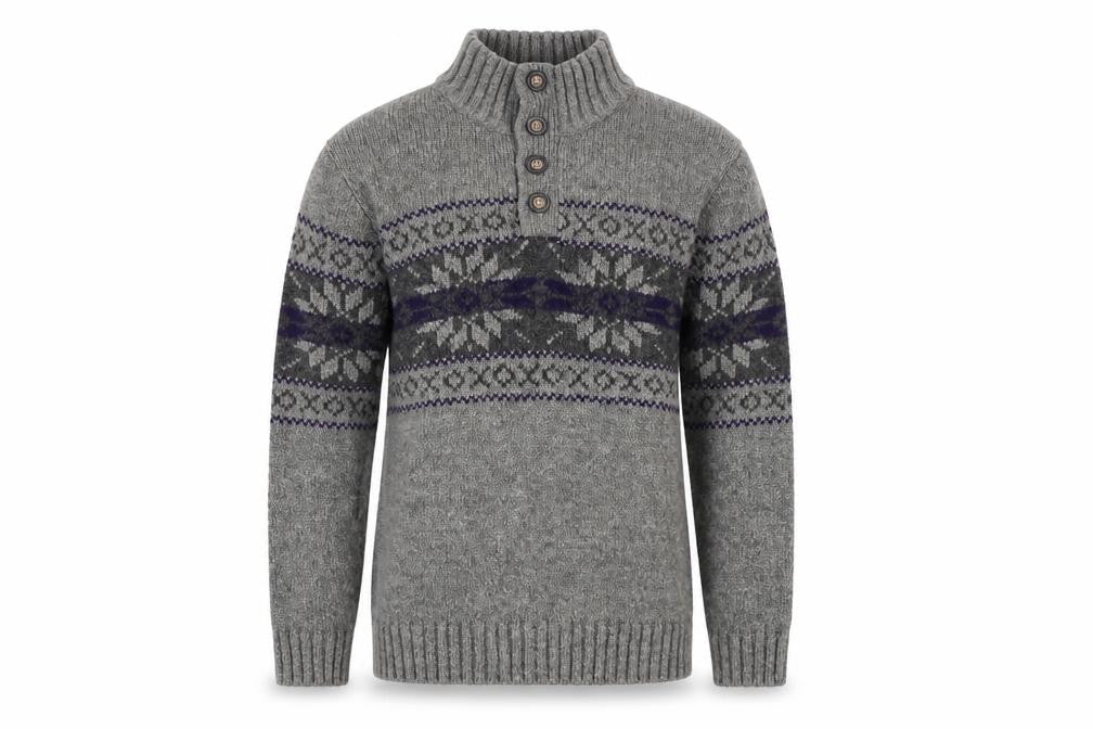Front view of Maine New England Men's Grey Cable Knit Henley L