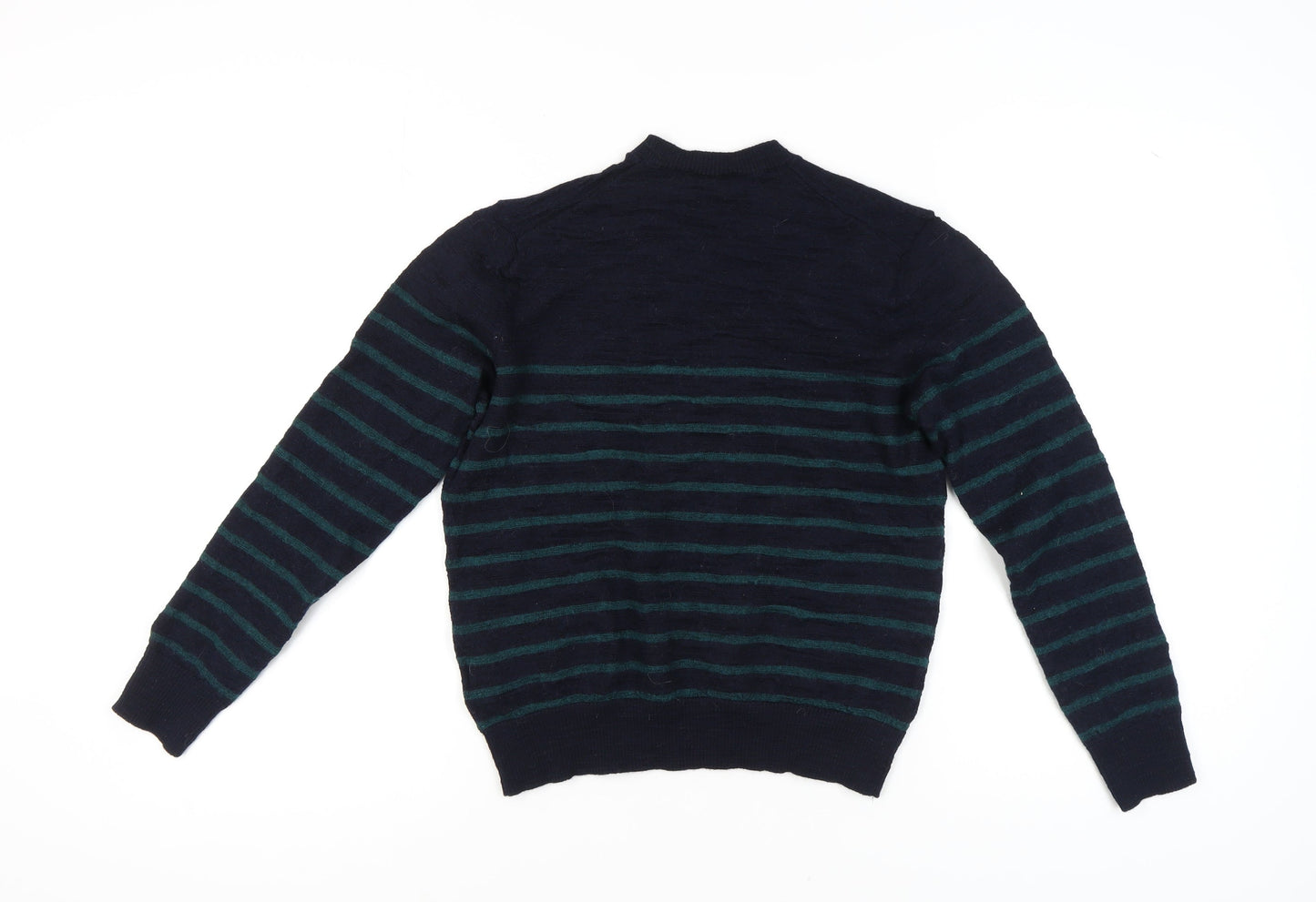GAP Unisex Blue Striped Pullover, M, Merino Wool Jumper