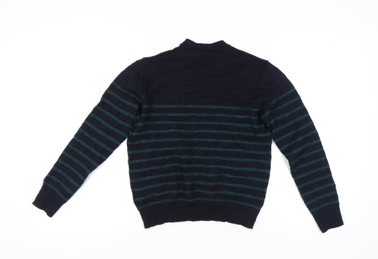 GAP Unisex Blue Striped Pullover, M, Merino Wool Jumper