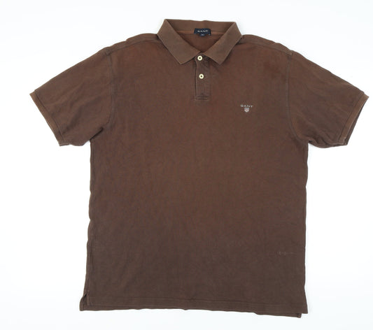 Gant Men's Brown Polo Shirt 2XL Collared Logo